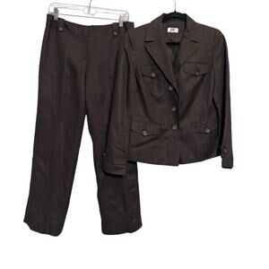 Ann Taylor Women's 8 Brown Pants & Blazer Set linen Rayon Blend